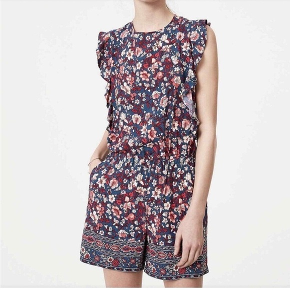 LOFT Pants - Multi floral flutter sleeve romper
